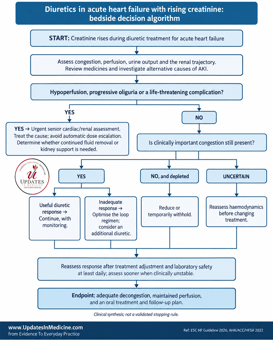 Algorithme de d&eacute;cision au chevet pour les diur&eacute;tiques dans l&rsquo;insuffisance cardiaque aigu&euml; avec cr&eacute;atinine en hausse